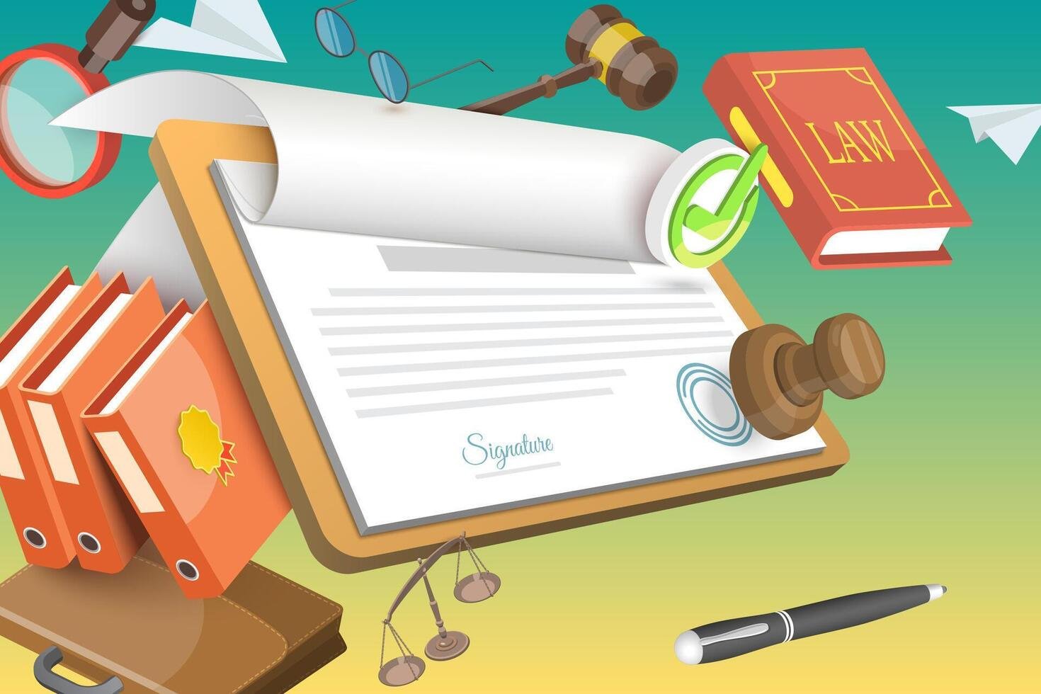 3d-conceptual-illustration-of-legal-contract-signing-vector
